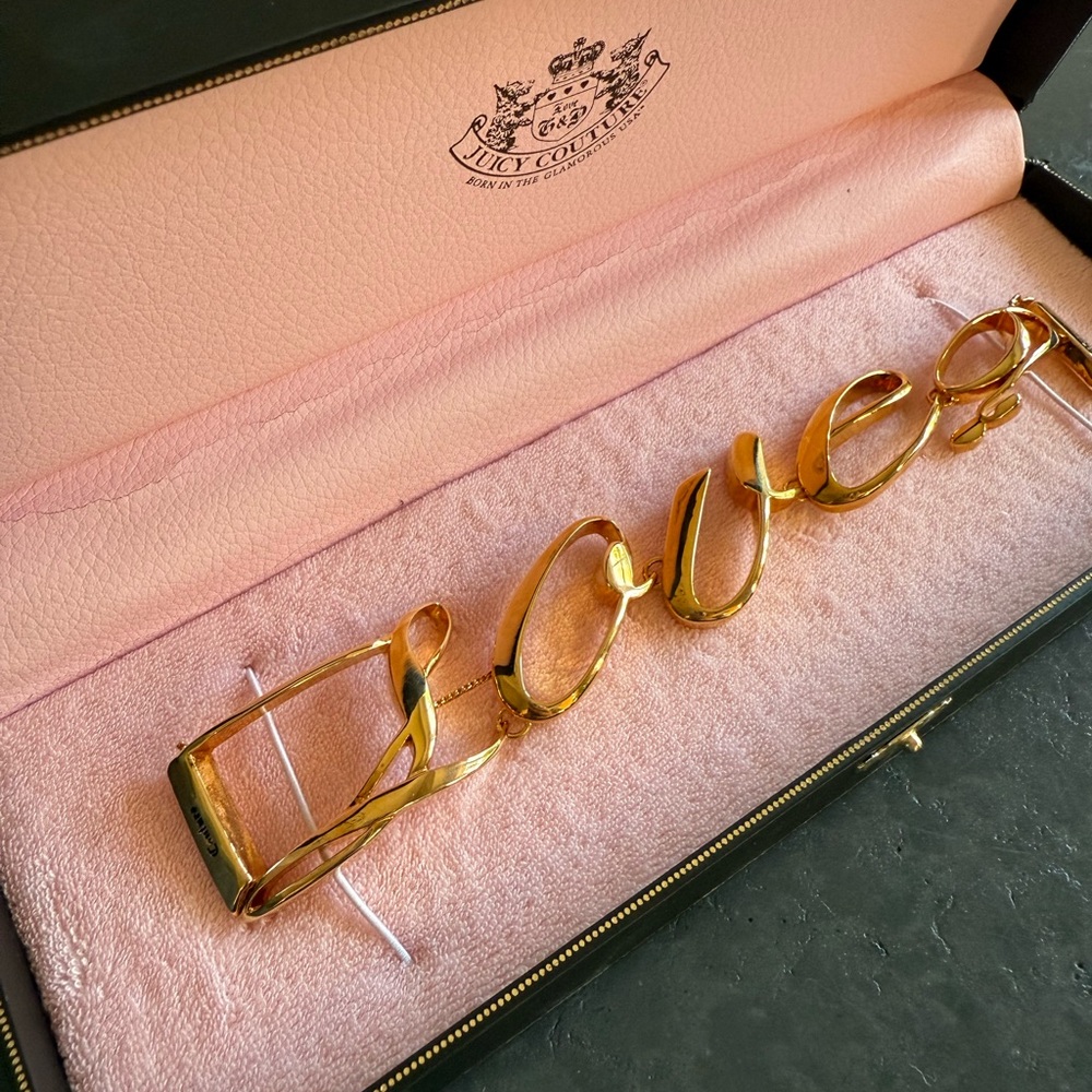 NEW Vintage Y2K Juicy Couture LOVE Wrap Bracelet Gold RARE - Picture 2 of 6